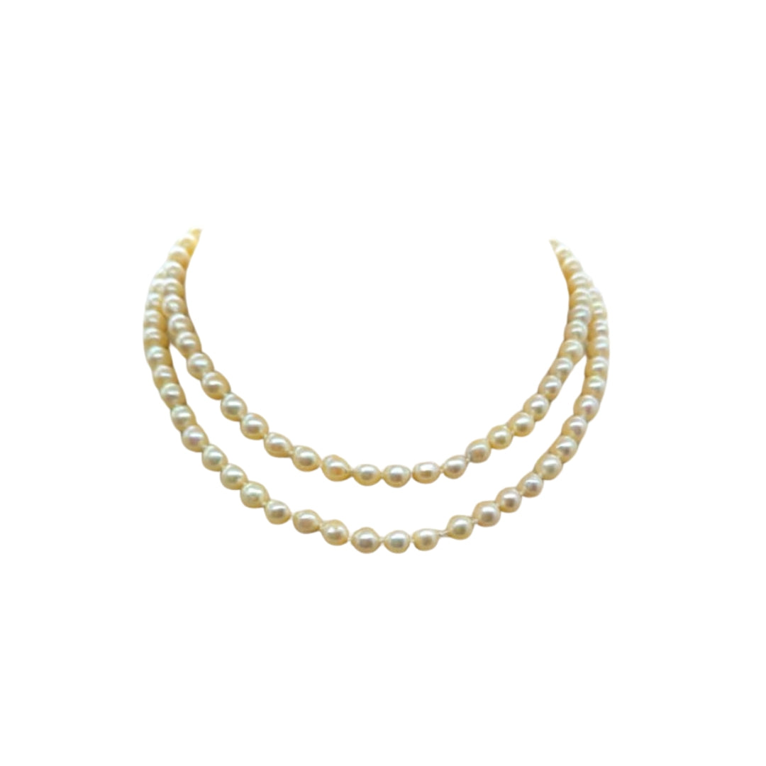 TWO LINES STRAND OF OLD CULTURED PEARL