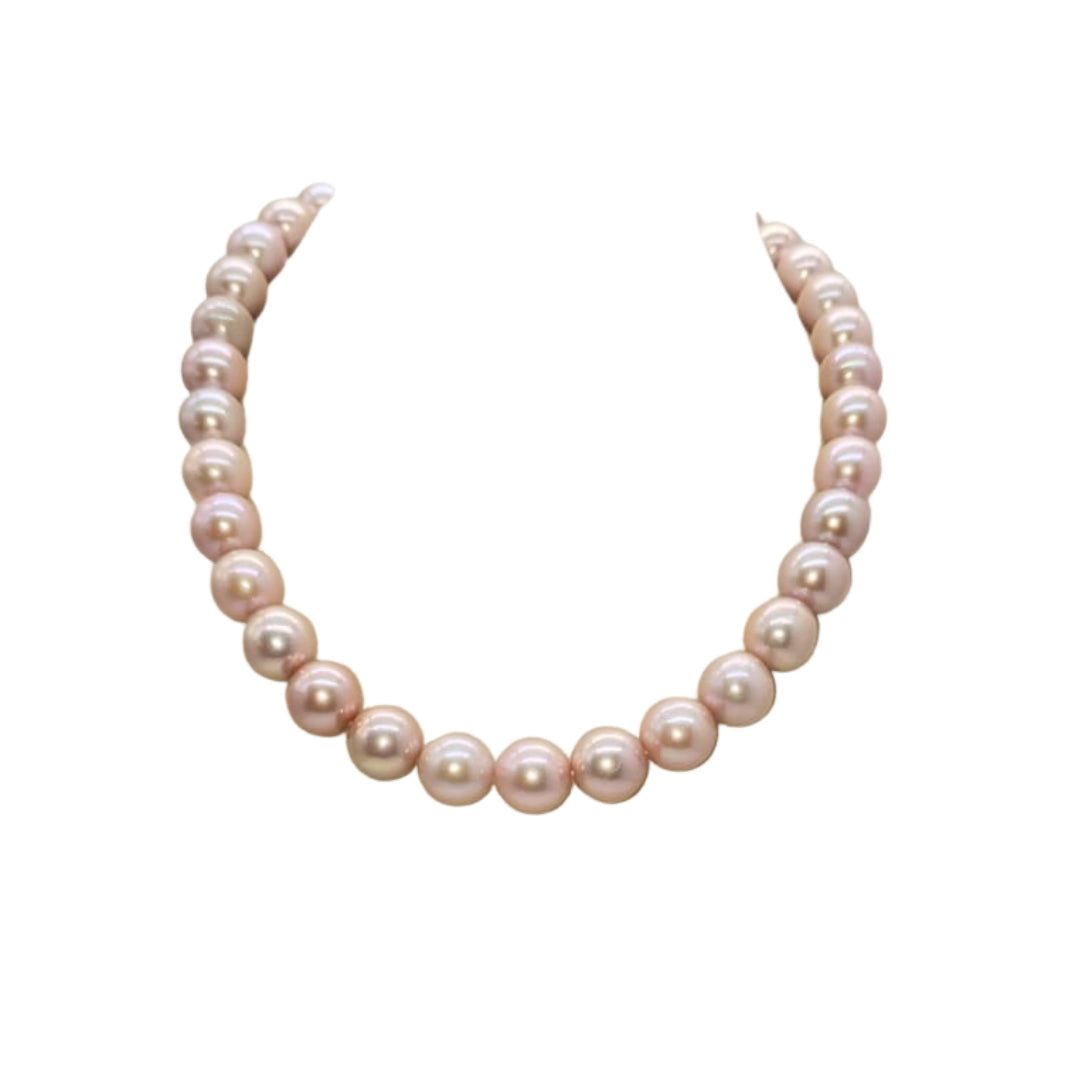 SINGLE LINE STRAND OF PEACH SOUTH SEA PEARLS