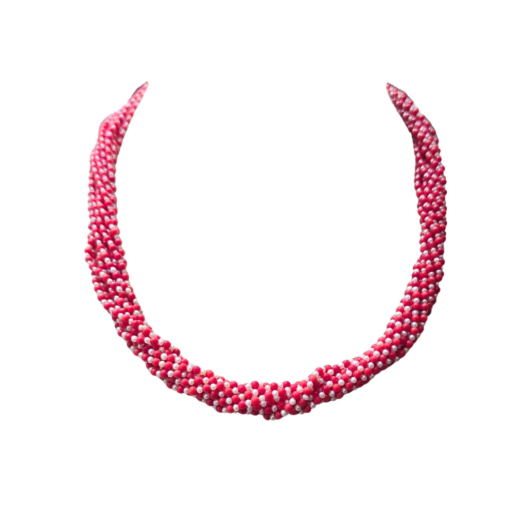 TWISTED CORAL PEARL STRAND