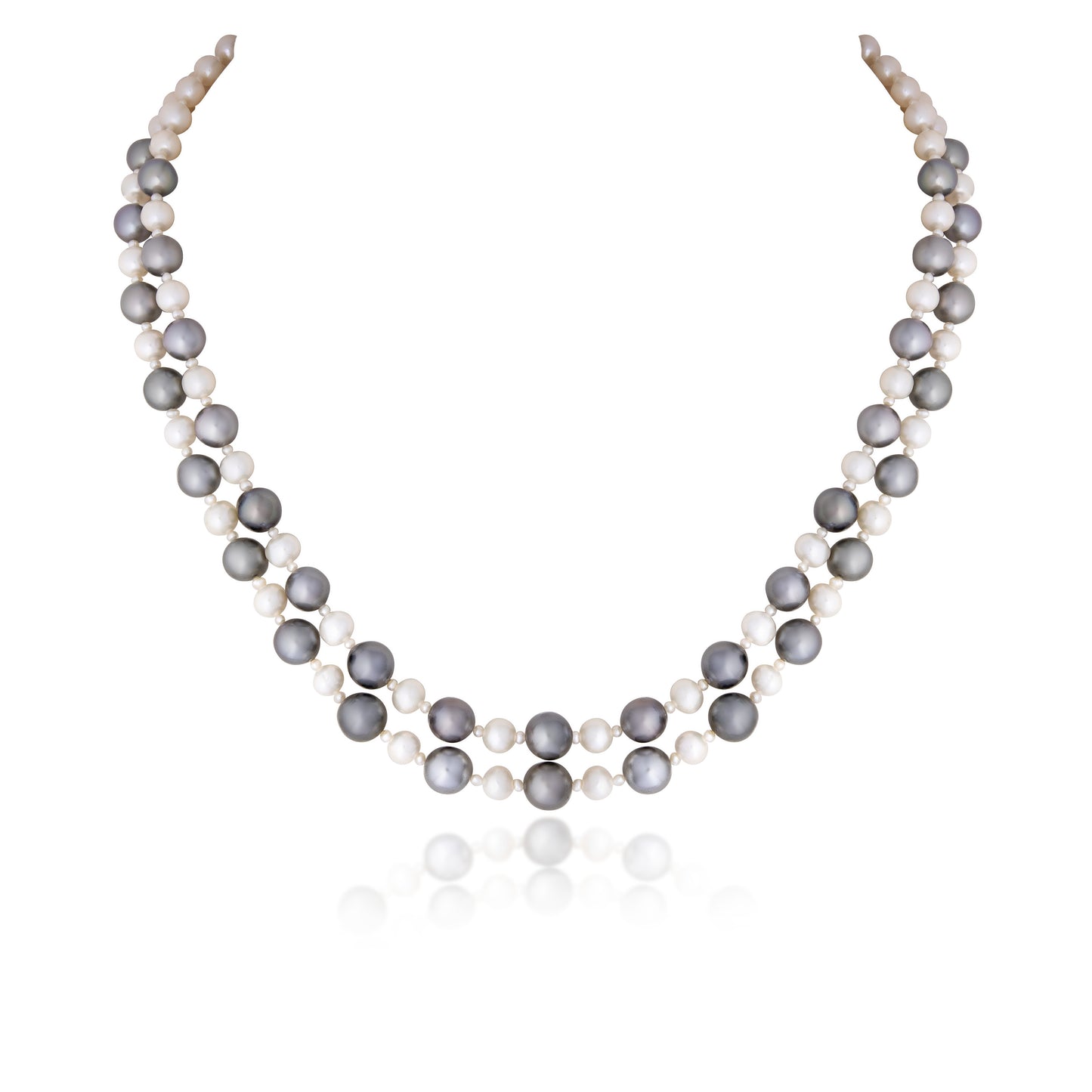2 LINE STRAND CULLTURED PEARL WITH TAHITIAN PEARL