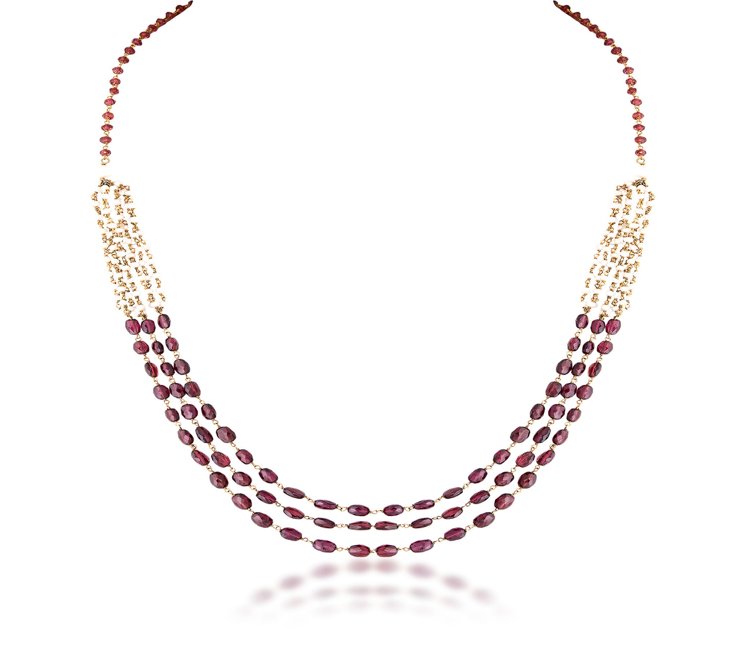 A TROOP OF PEARL CUSTOM CUT WITH RODHOLITE STRAND