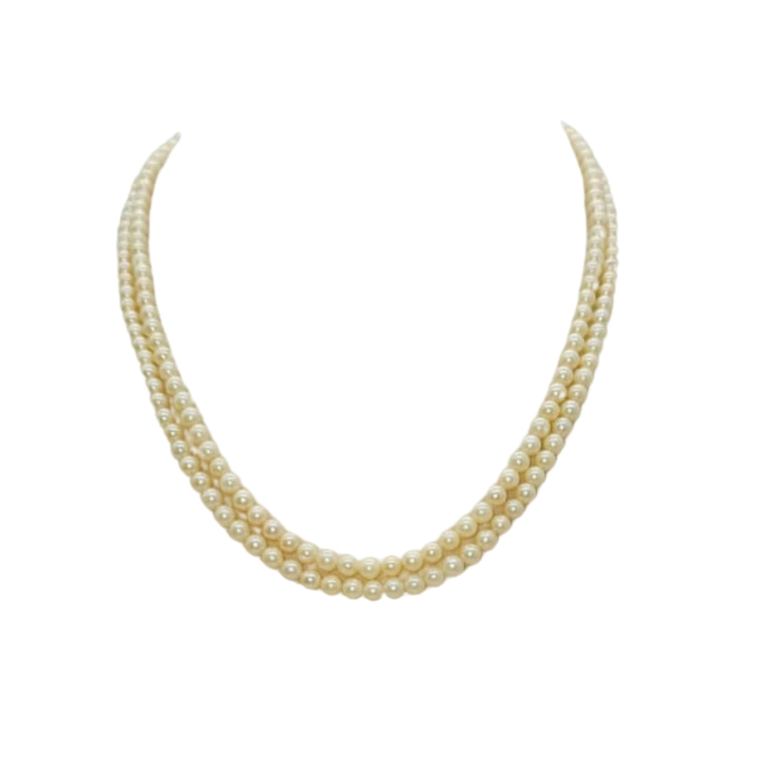 2 LINE OLD CULTURED PEARL