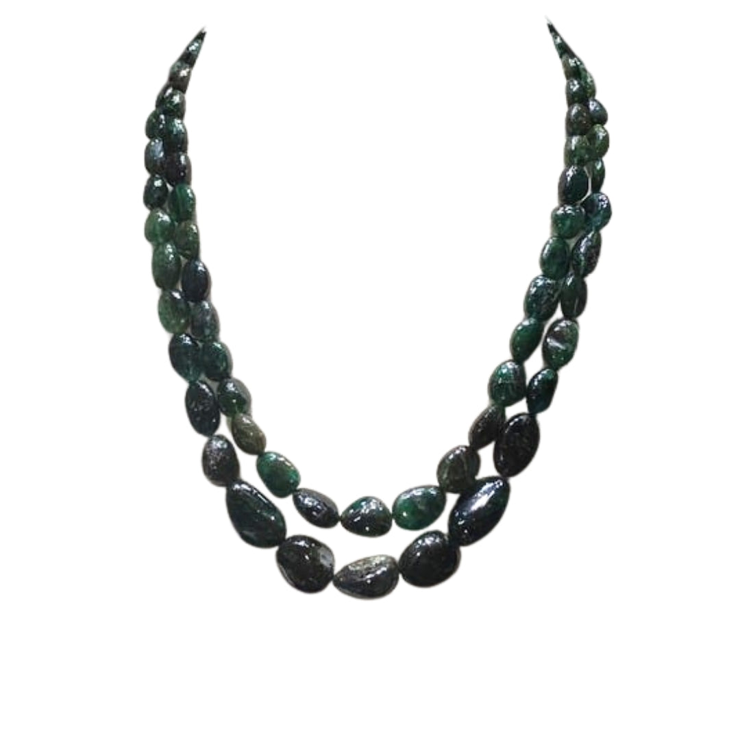 2 LINE STRAND OF ZAMBIAN EMERALD