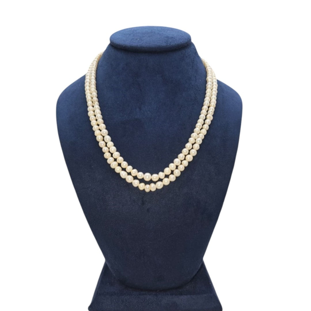2 LINE STRAND OF OLD CULTURED PEARL