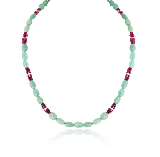 A STRAND OF ZAMBIAN EMERALD