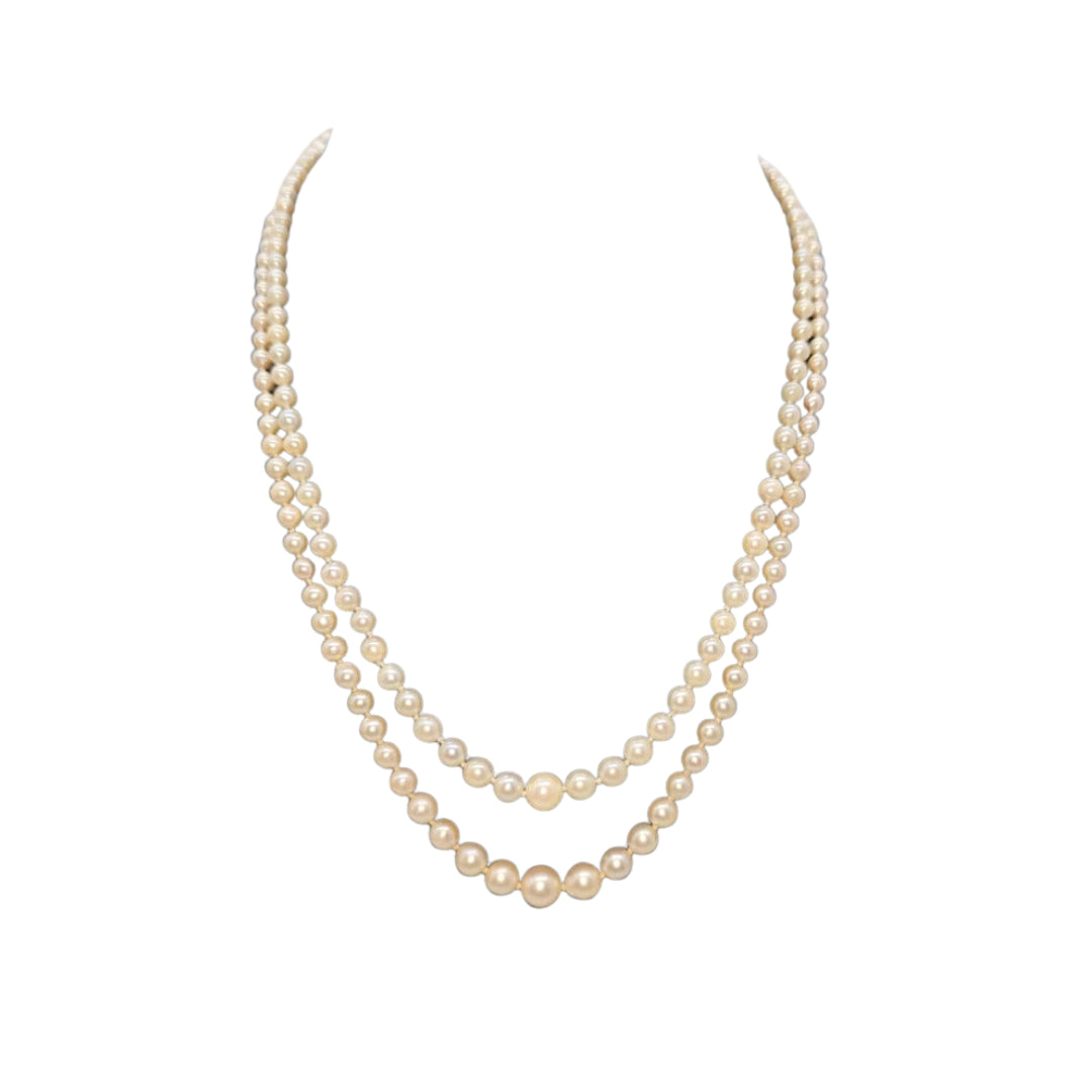 2 LINES OLD CULTURED PEARL STRAND