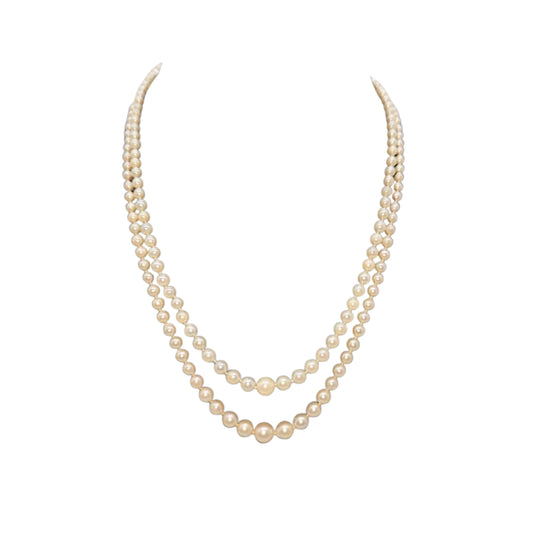 2 LINES OLD CULTURED PEARL STRAND