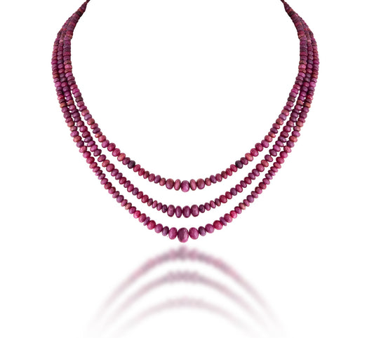 3 LINES STRAND OF INDIAN RUBY