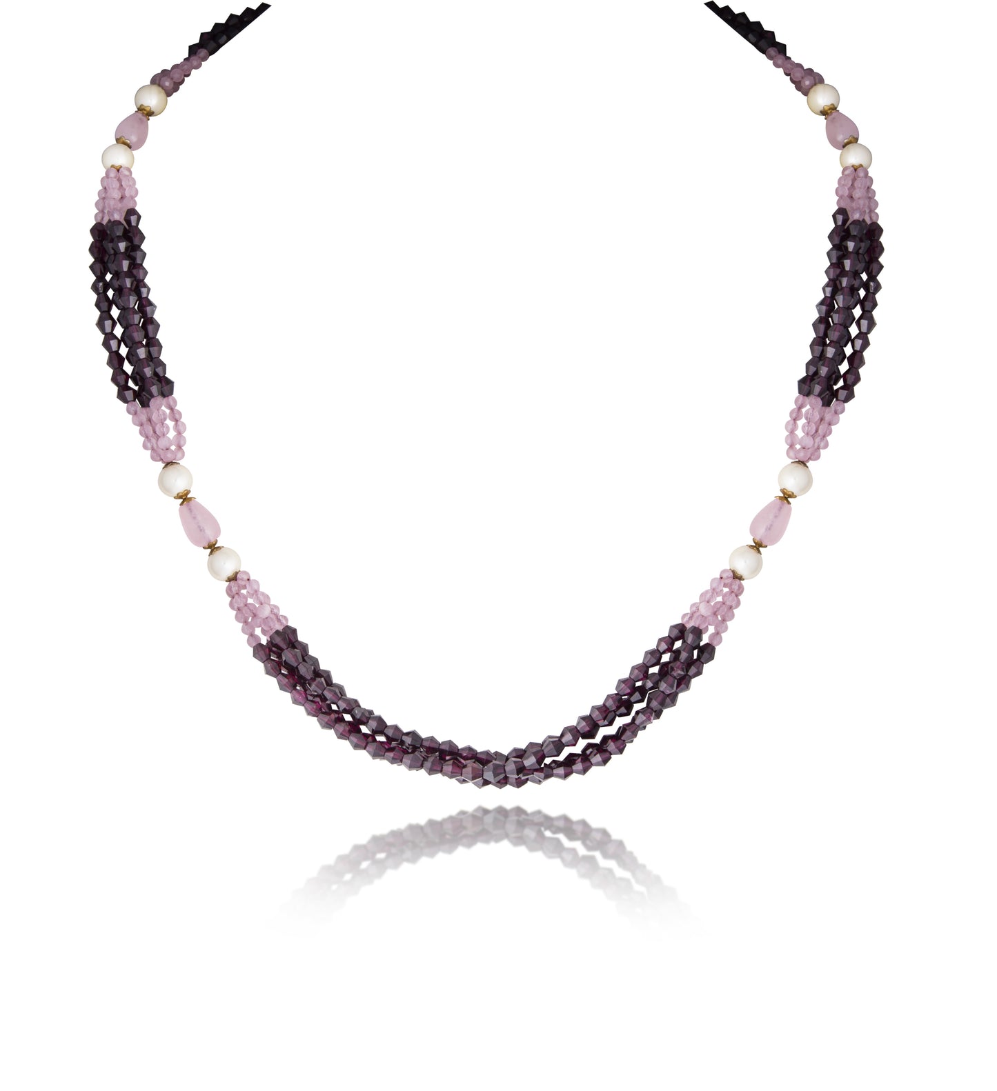STRAND OF PEARL & PINK MORGANITE