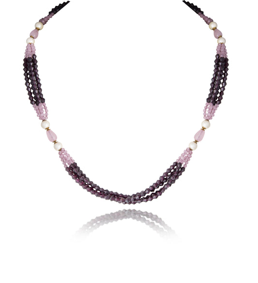 STRAND OF PEARL & PINK MORGANITE