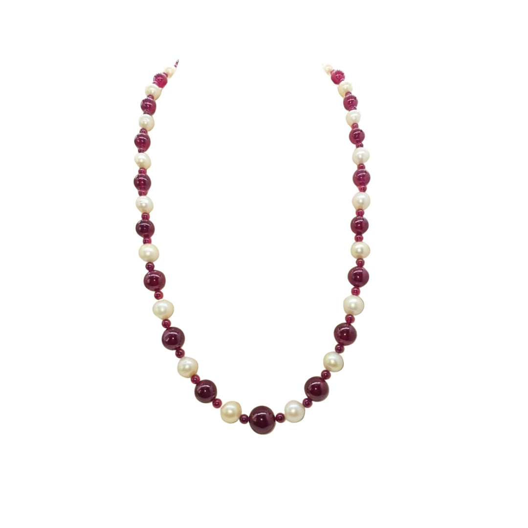 CULTURED PEARL CUSTOM CUT & RUBY AFRICAN