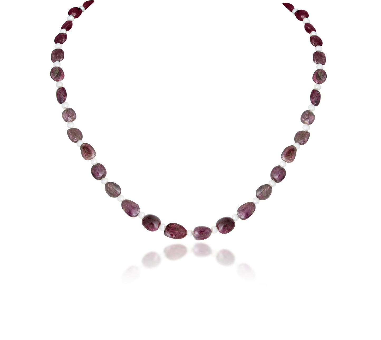 RUBY LINGHT WITH CUSTOME CUT CULTURED PEARLS