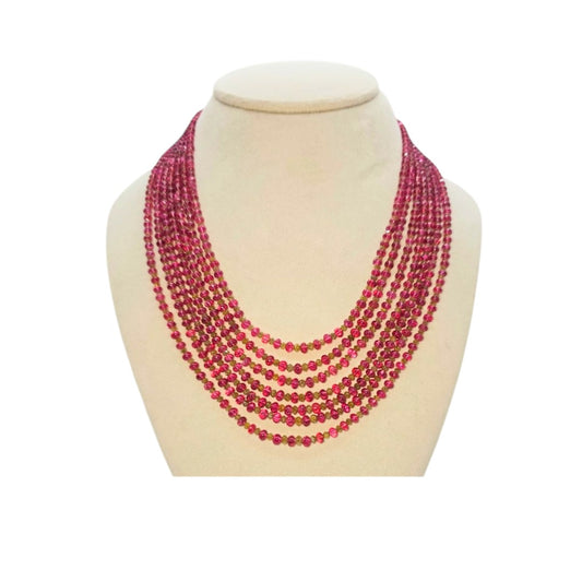 7 LINE RUBY STRAND CUSTOM CUT WITH DIAMOND BEADS