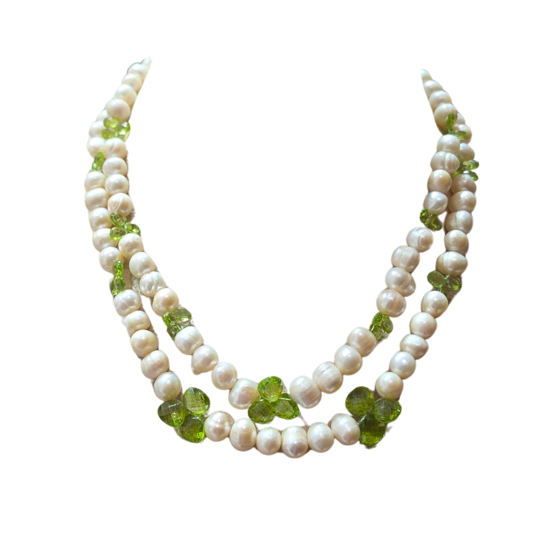2 LINE PERIDOT PEARLS STRAND
