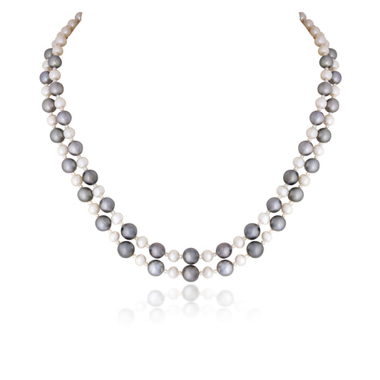 2 LINE STRAND CULLTURED PEARL WITH TAHITIAN PEARL
