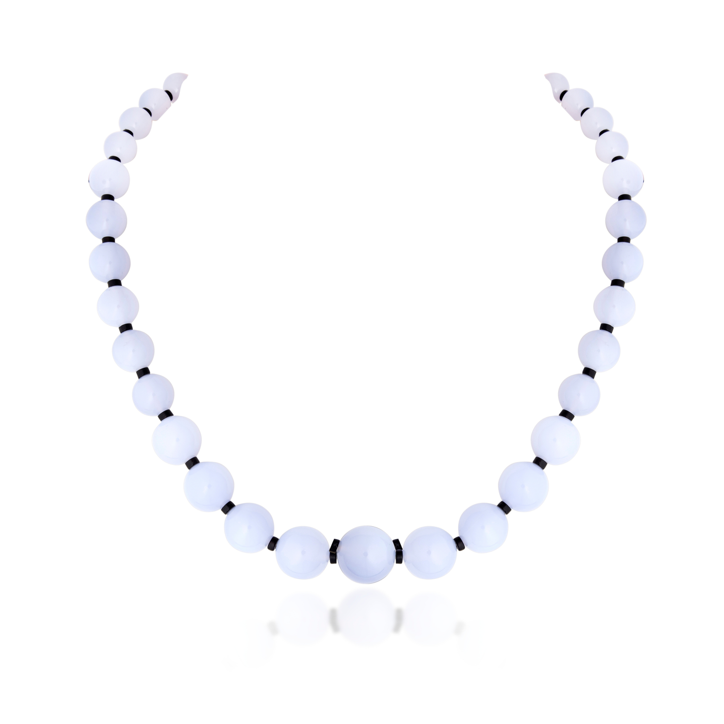 SINGLE LINE MOON STONE STRAND BLACK ONYX CUSTOM CUT
