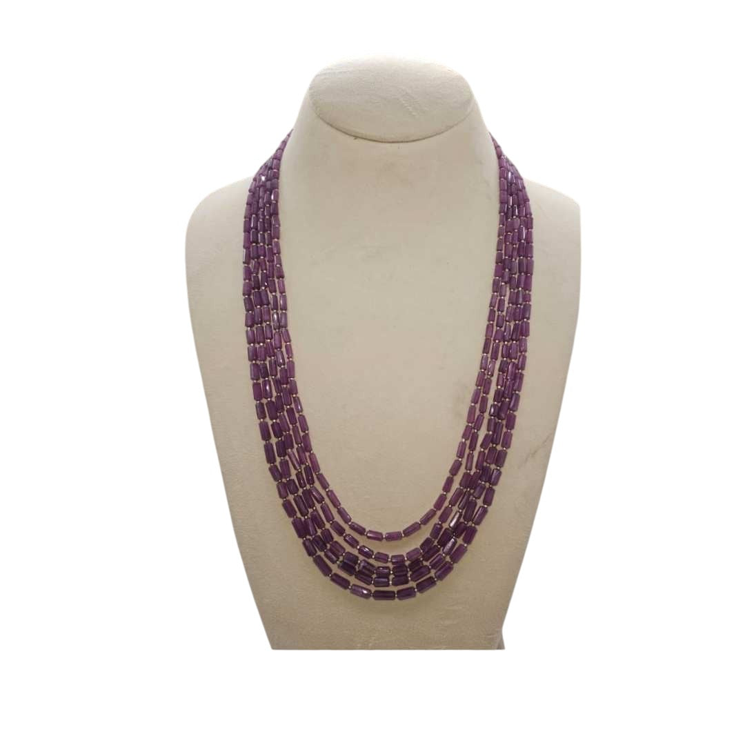 5 LINES NATURAL INDIAN RUBY STRAND