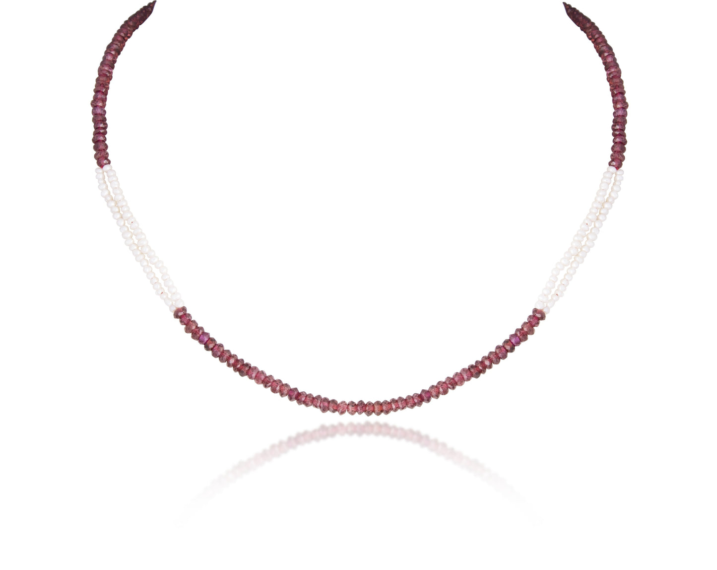 SINGLE LINE ROHDOLITE STRAND CUSTOM CUT WITH PEARL