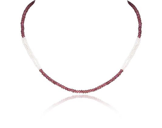 SINGLE LINE ROHDOLITE STRAND CUSTOM CUT WITH PEARL