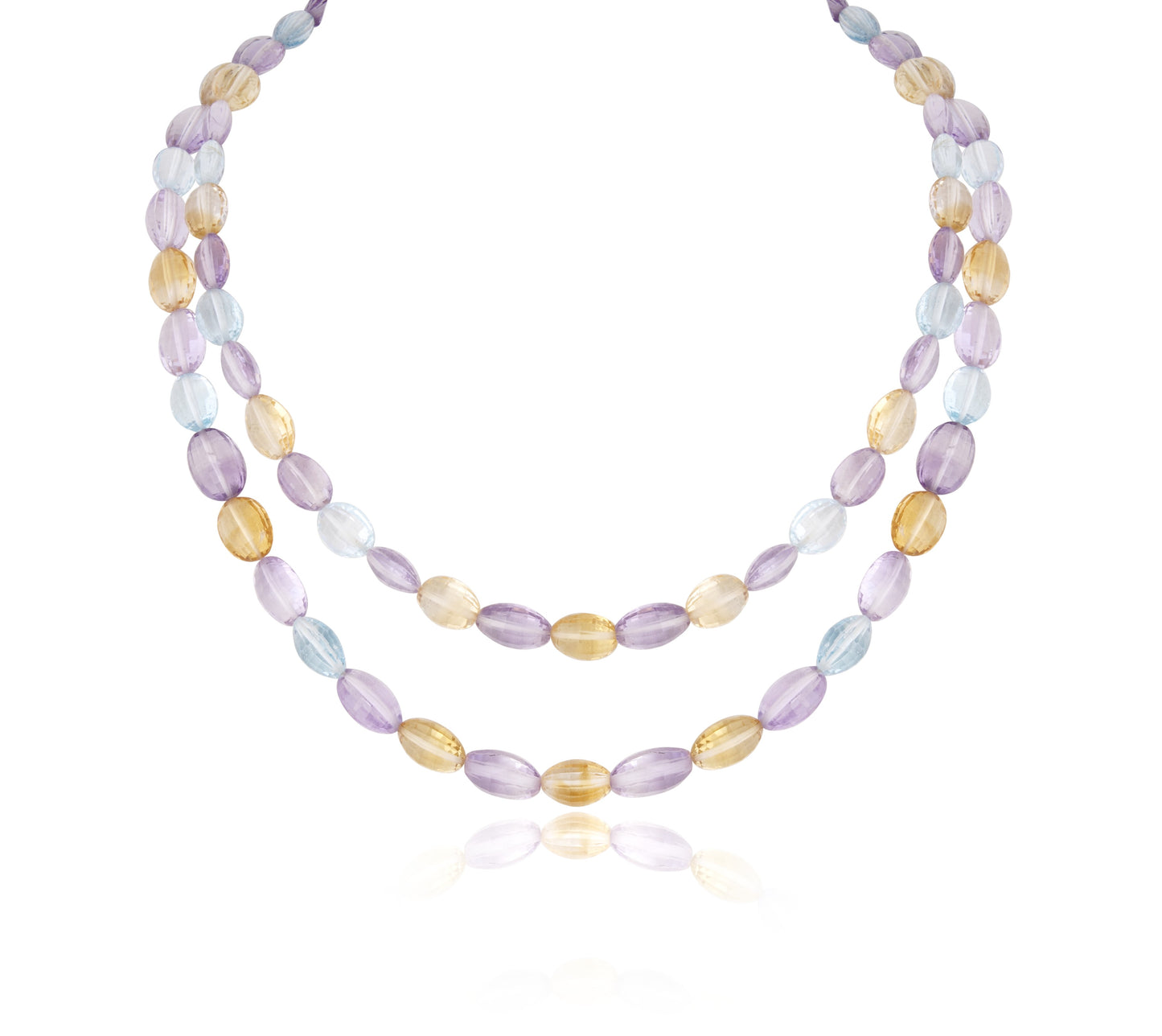 MULTY COLOUR 2 LINE STRAND CUSTOM CUT WITH AMETHEST CITRINE & BLUE TOPAZ