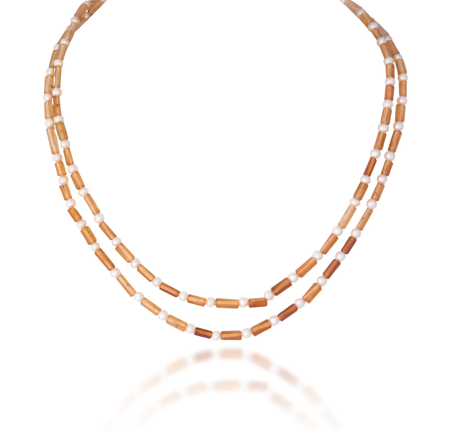 2 LINE STRAND OF GARNET CUSTOM CUT WITH CULTURED PEARL