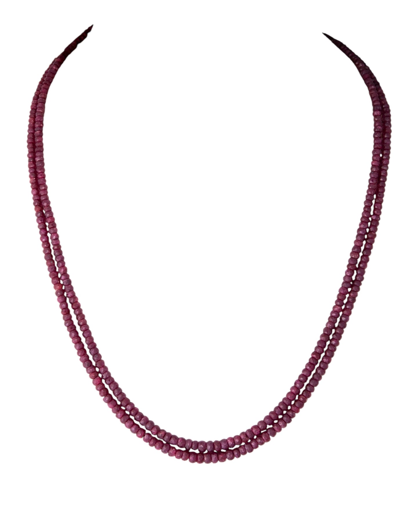 2 LINE STRAND OF CUSTOM CUT AFRICAN RUBY