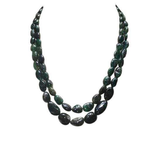 2 LINE STRAND OF ZAMBIAN EMERALD