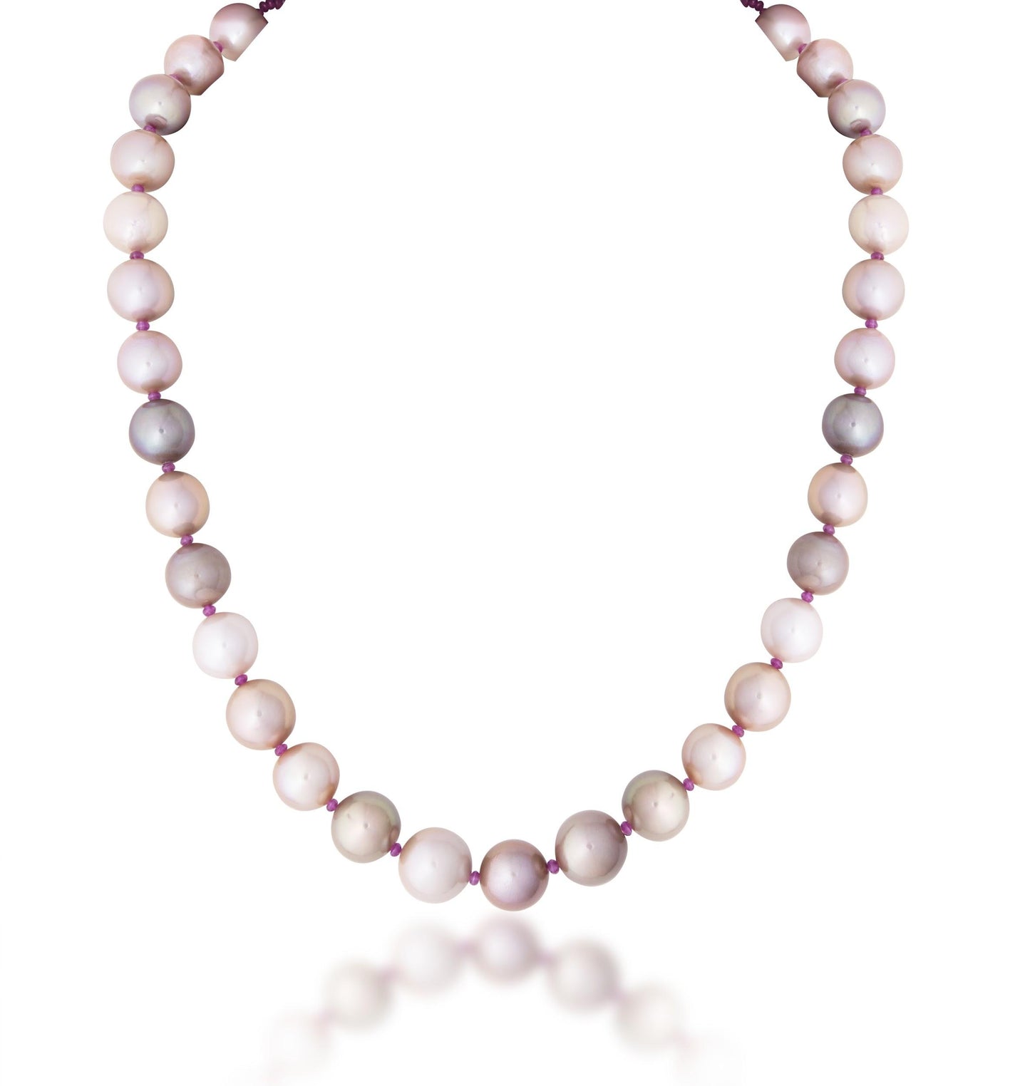 1 LINE PINK JAPANESE PEARL STRAND CUSTOM CUT WITH RUBY