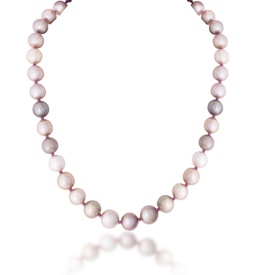 1 LINE PINK JAPANESE PEARL STRAND CUSTOM CUT WITH RUBY