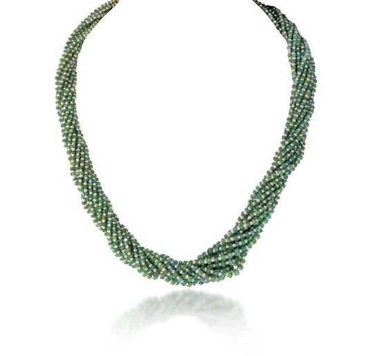 TWISTED BUNCH OF RUSSIAN EMERALD CUSTOM CUT WITH CULTURED PEARL