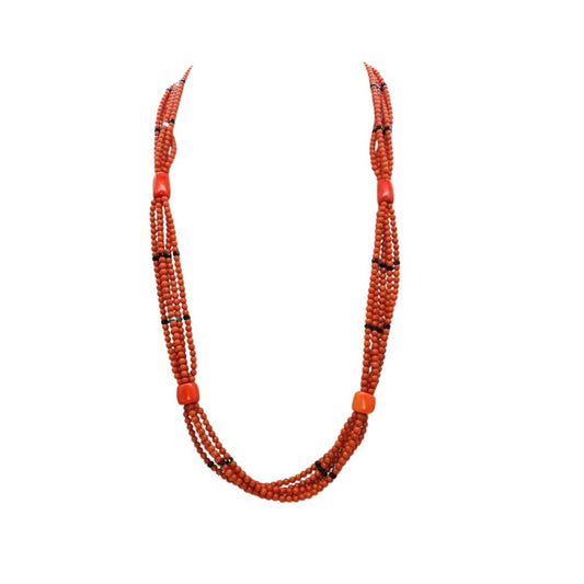 FIVE LINE JAPNESE CORAL STRAND CUSTOM CUT WITH BLACK ONYX